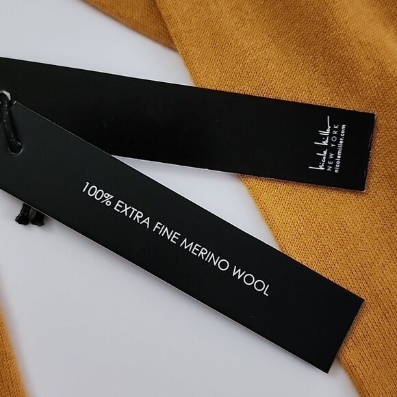 Nicole Miller Women's 100% Extra Fine Merino Wool Mock Neck Mustard Top Size XL - Picture 6 of 8